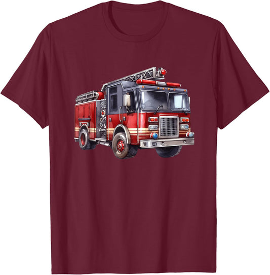 Fire Truck design for Trucker trailer Ladder T-Shirt - T-Shirt | Maroon