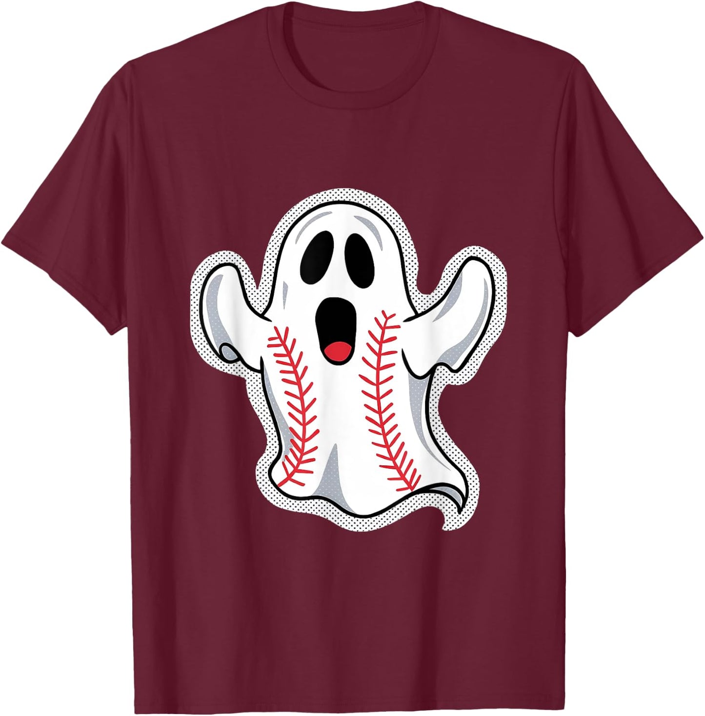 Halloween costume of a baseball ghost baseball lover T-Shirt - T-Shirt | Maroon