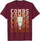 Combs Western Music Country Cowboy Cow Skull T-Shirt - T-Shirt | Maroon