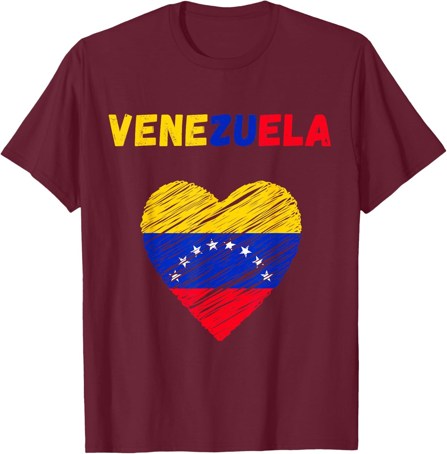 Venezuela Flag Holiday Venezuela Heart Venezuelan Flag T-Shirt - T-Shirt | Maroon