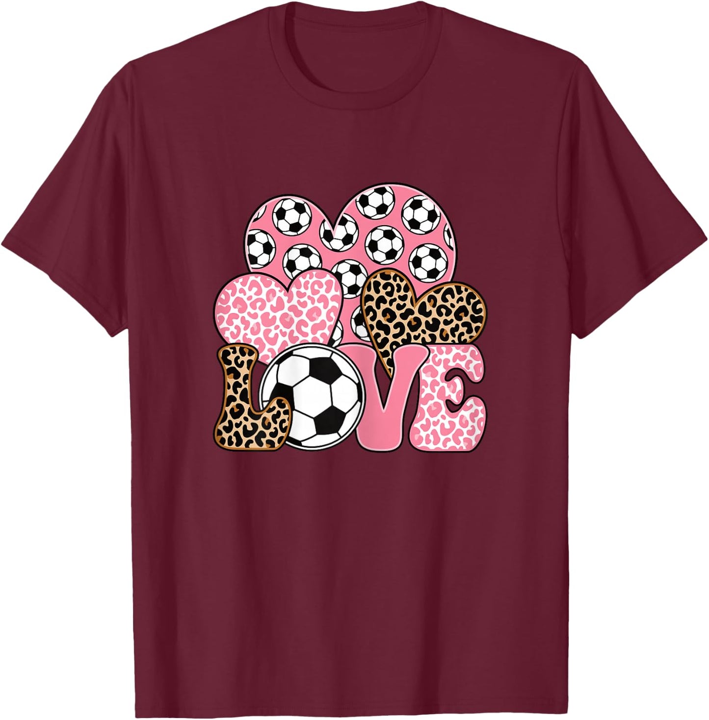 Love Soccer Cute Soccer Lover Women Girls T-Shirt - T-Shirt | Maroon