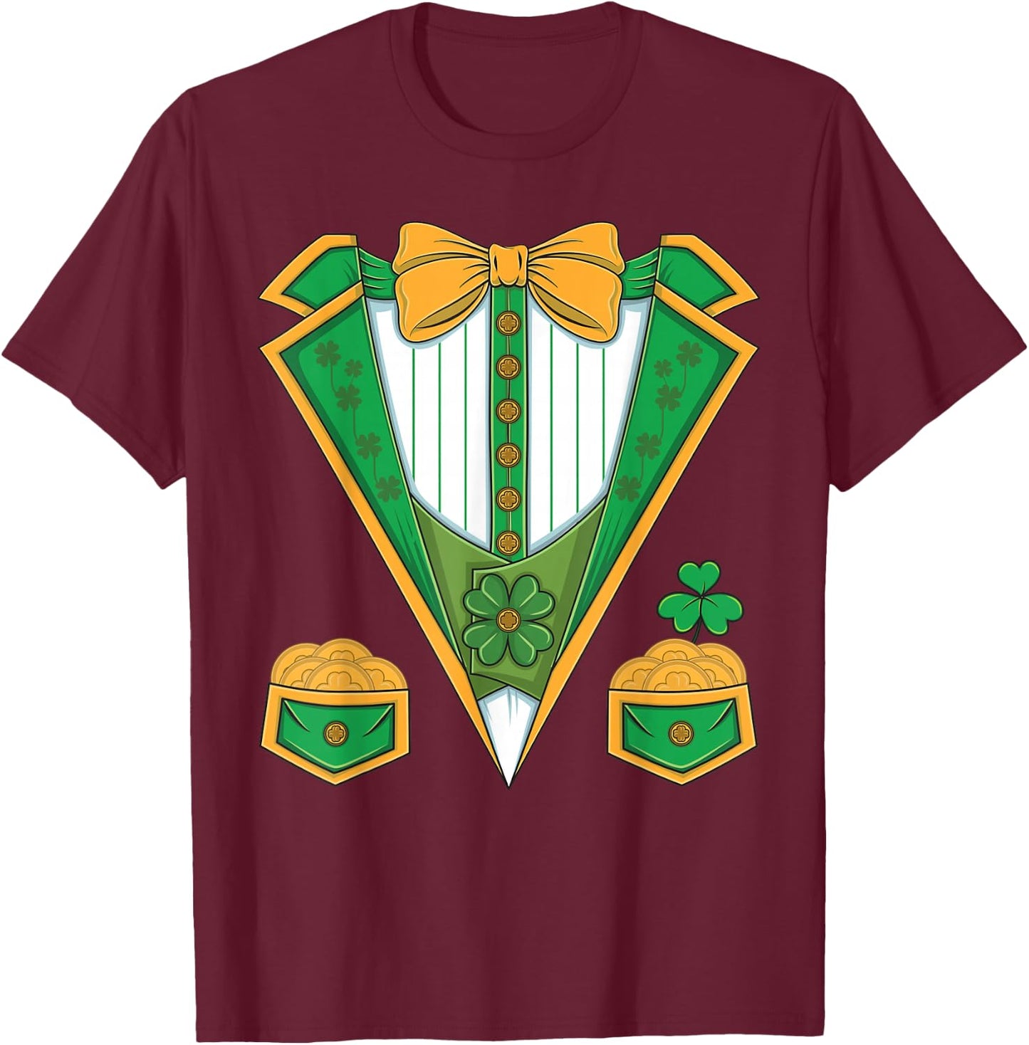 Leprechaun Costume St. Patrick's Day Tuxedo Kids Men Boys T-Shirt - T-Shirt | Maroon