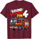 Kids Fire Truck Firefighter Boy 4th Birthday 4 Years Old T-Shirt - T-Shirt | Maroon