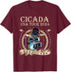 Cicada USA Tour 2024 Funny Band Drummer Entomology Insect T-Shirt - T-Shirt | Maroon