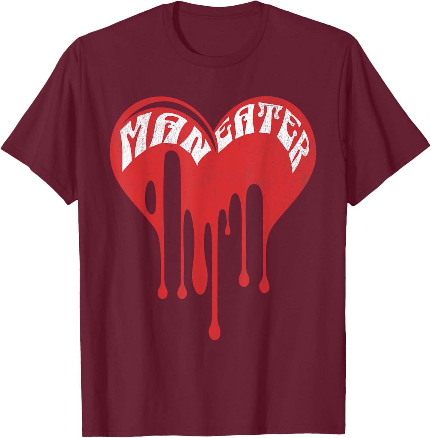 Maneater Broken Heart Y2k Aesthetic Cute Strong Feminist T-Shirt - T-Shirt | Maroon