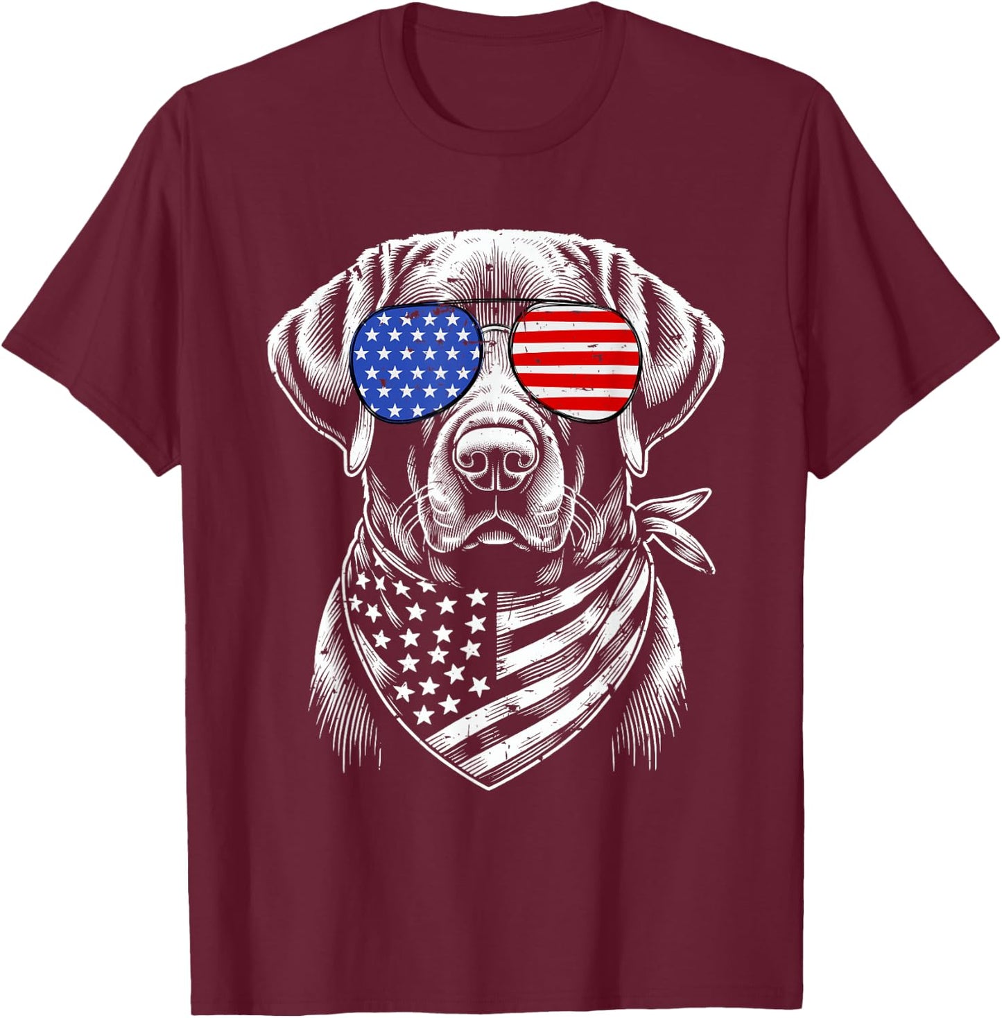 Labrador Retriever Patriotic 4th of July American US Flag Kids Men T-Shirt - T-Shirt | Maroon