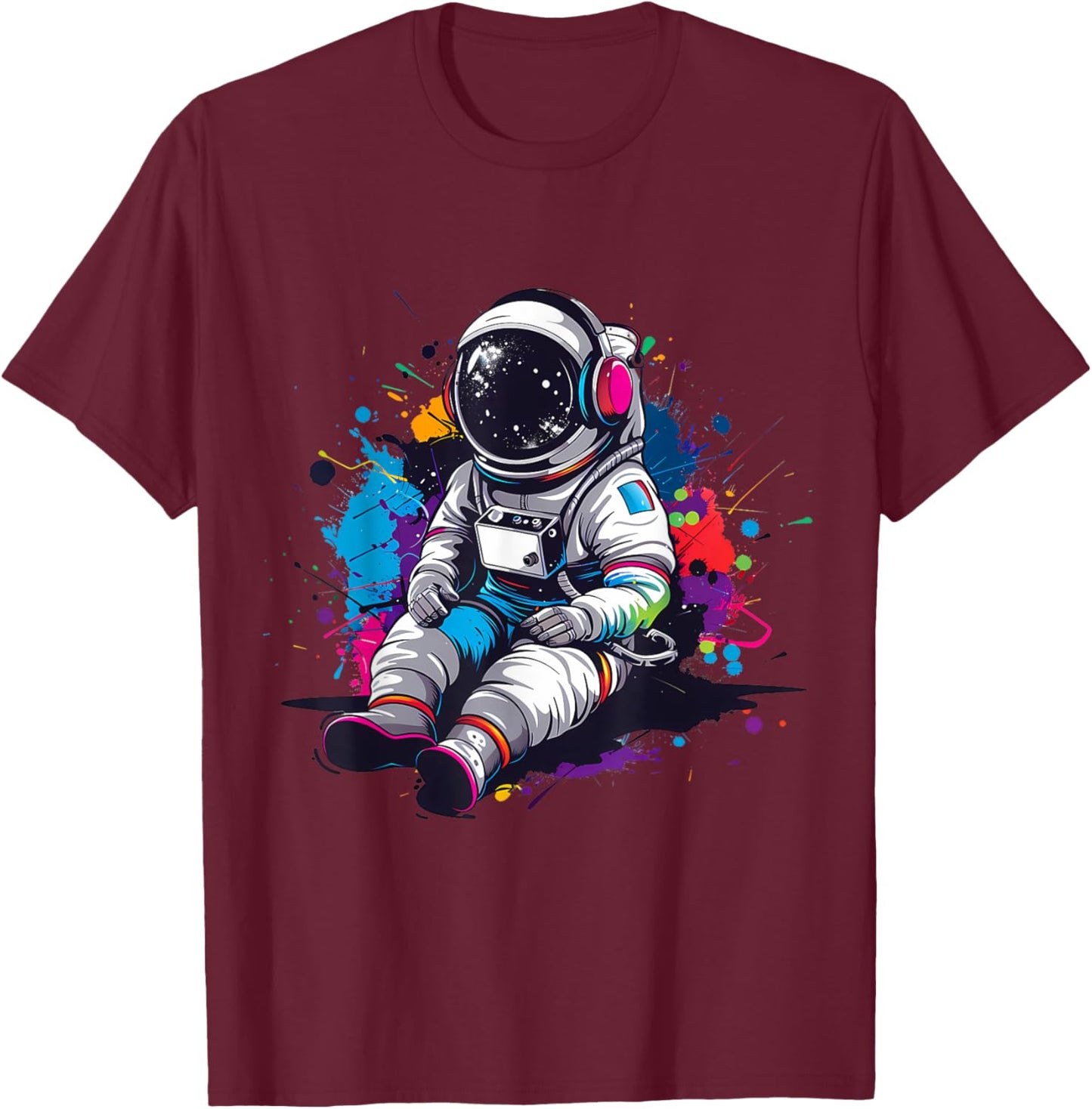 DJ Astronaut Dance Club Techno Music Headphones Beatmaker T-Shirt - T-Shirt | Maroon