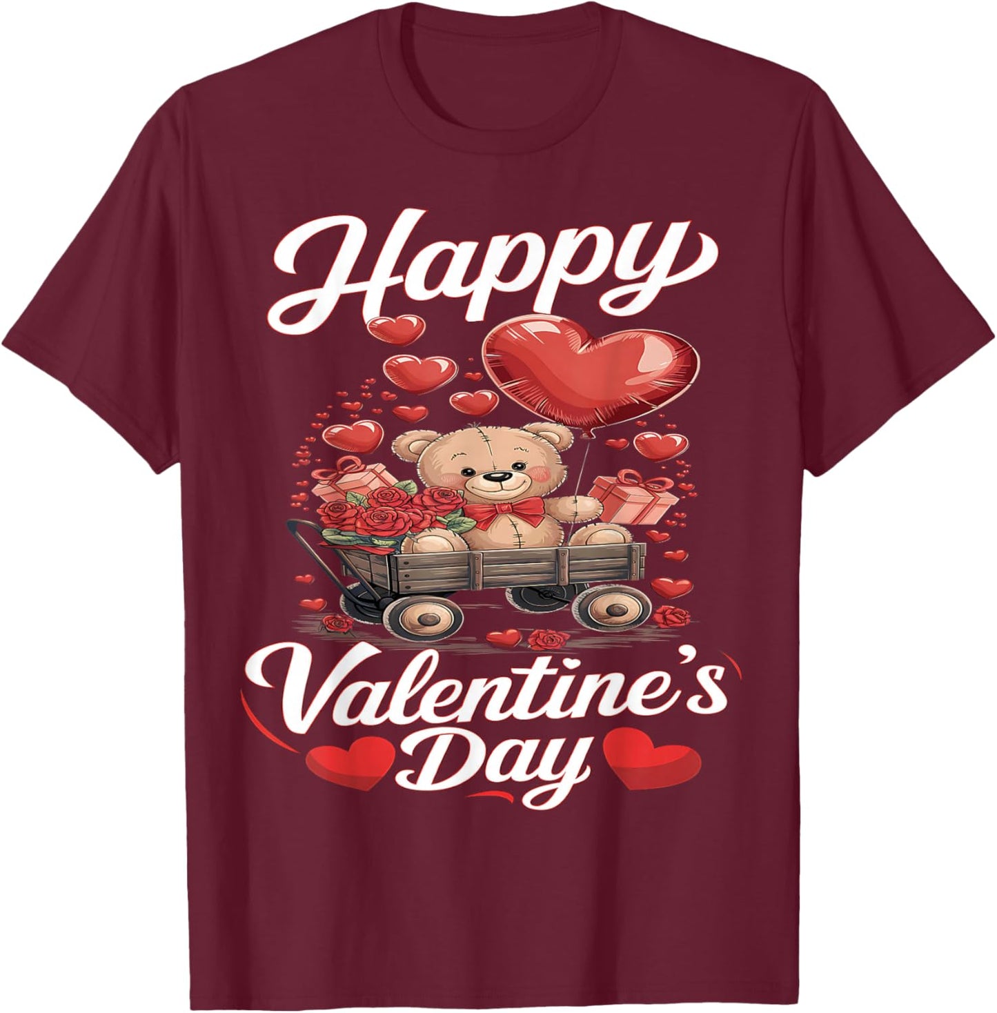 Happy Valentines Day Shirts Women Cute Valentine T-Shirt - T-Shirt | Maroon