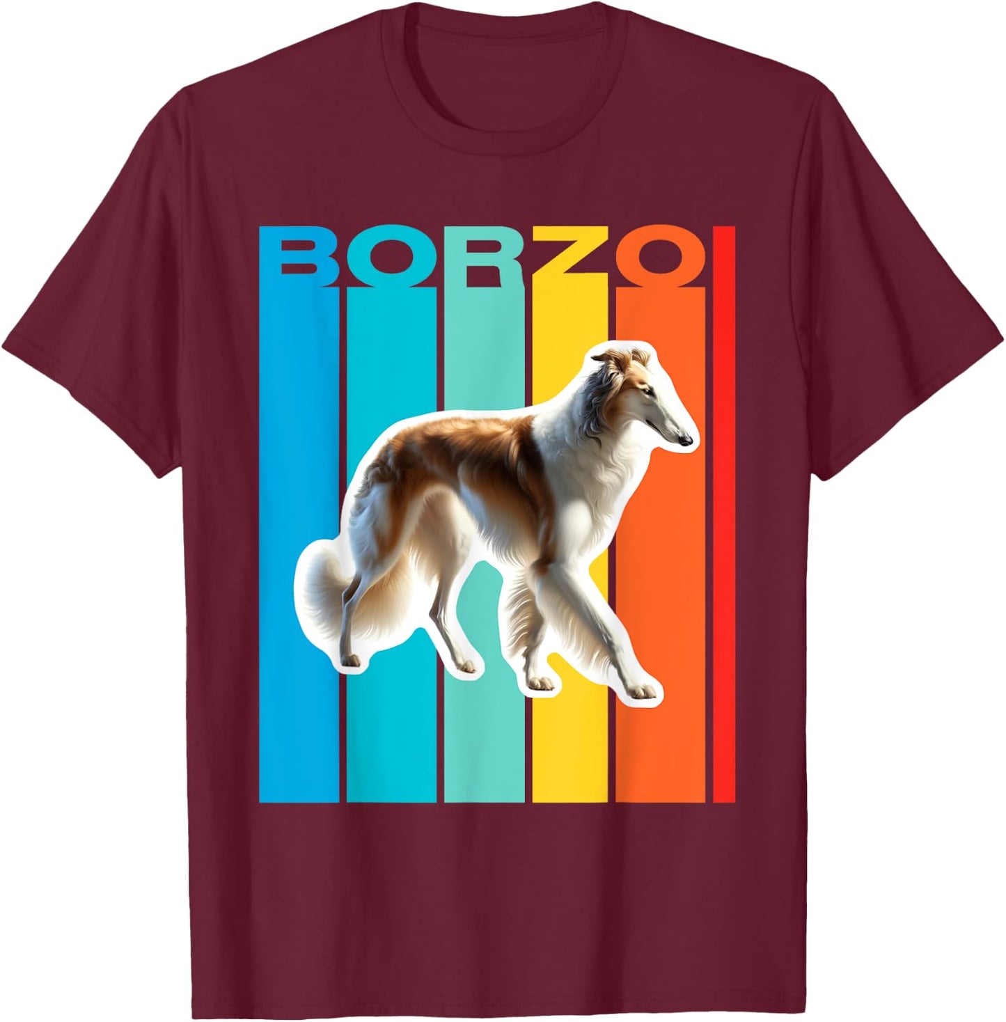 Colorful Borzoi T-Shirt - T-Shirt | Maroon