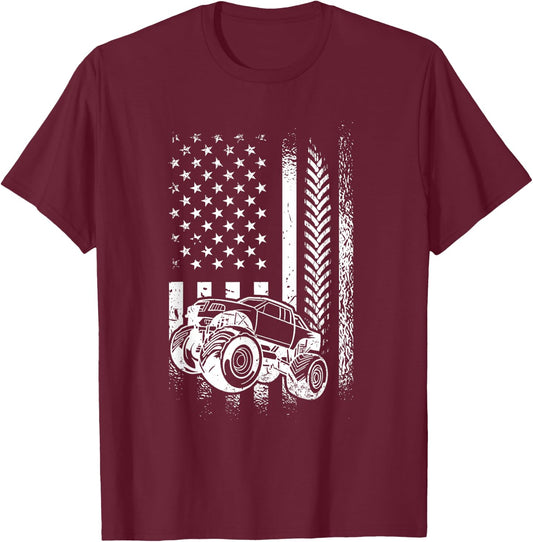 American Mud Racer - Truck Mudding Mud Bogging T-Shirt - T-Shirt | Maroon