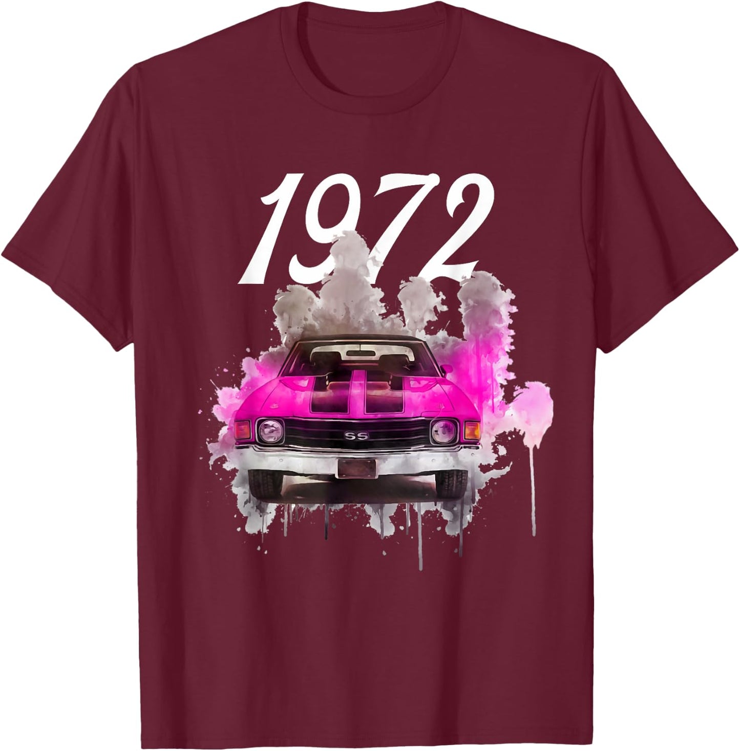 1972 72 Chevelle SS Trending Chevys Muscle Pink Car T-Shirt - T-Shirt | Maroon