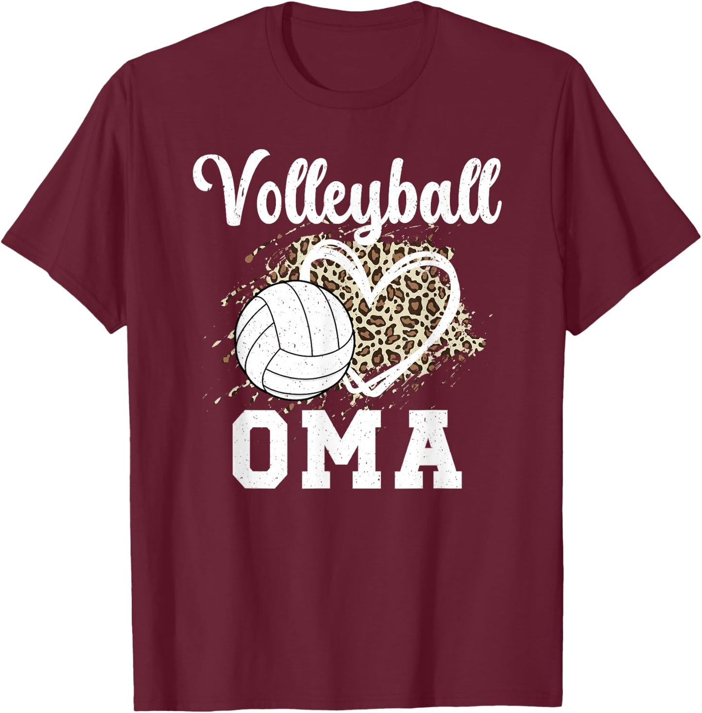 Volleyball Oma Leopard Grandma Oma Of A Volleyball Player T-Shirt - T-Shirt | Maroon