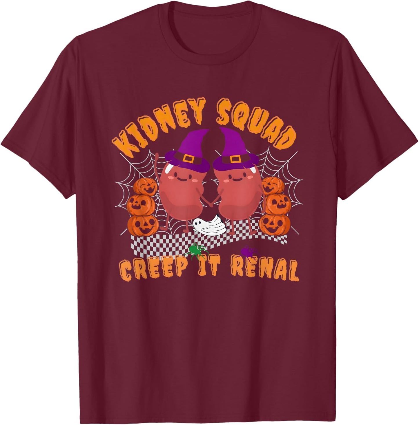 Halloween Kidney Retro Dialysis Kidney Health Gift Kidney T-Shirt - T-Shirt | Maroon
