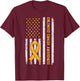 Childhood Cancer Awareness Month Gold Ribbon American Flag T-Shirt - T-Shirt | Maroon