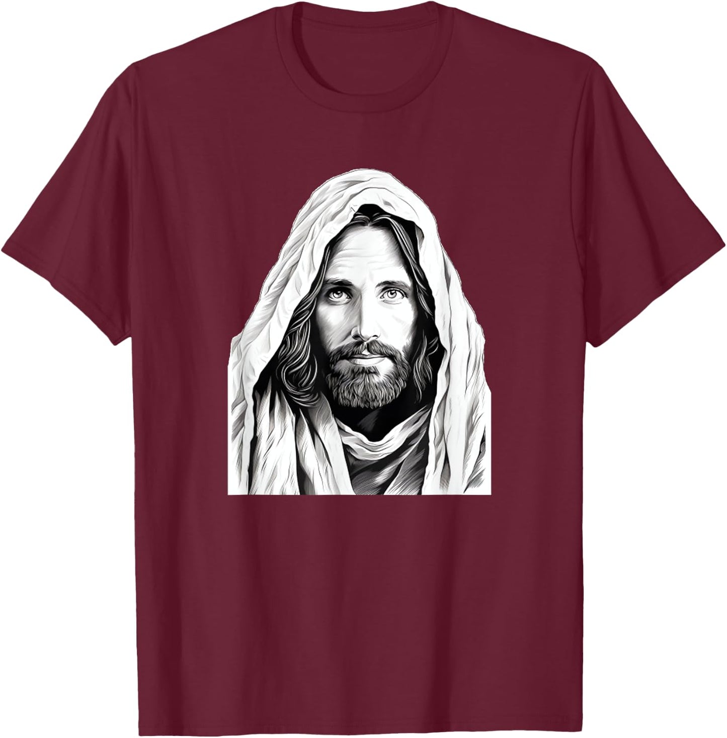 Jesus Christ Bible Sketch Face Of Jesus Funny Meme T-Shirt - T-Shirt | Maroon