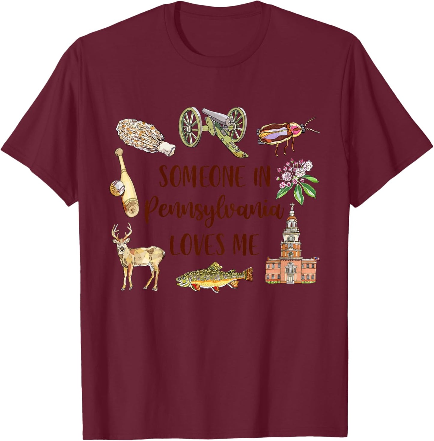 Kids Pennsylvania Baby Travel Someone In Pennsylvania Loves Me T-Shirt - T-Shirt | Maroon