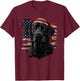 Black Labrador Patriotic Lab 4th Of July USA American Flag T-Shirt - T-Shirt | Maroon