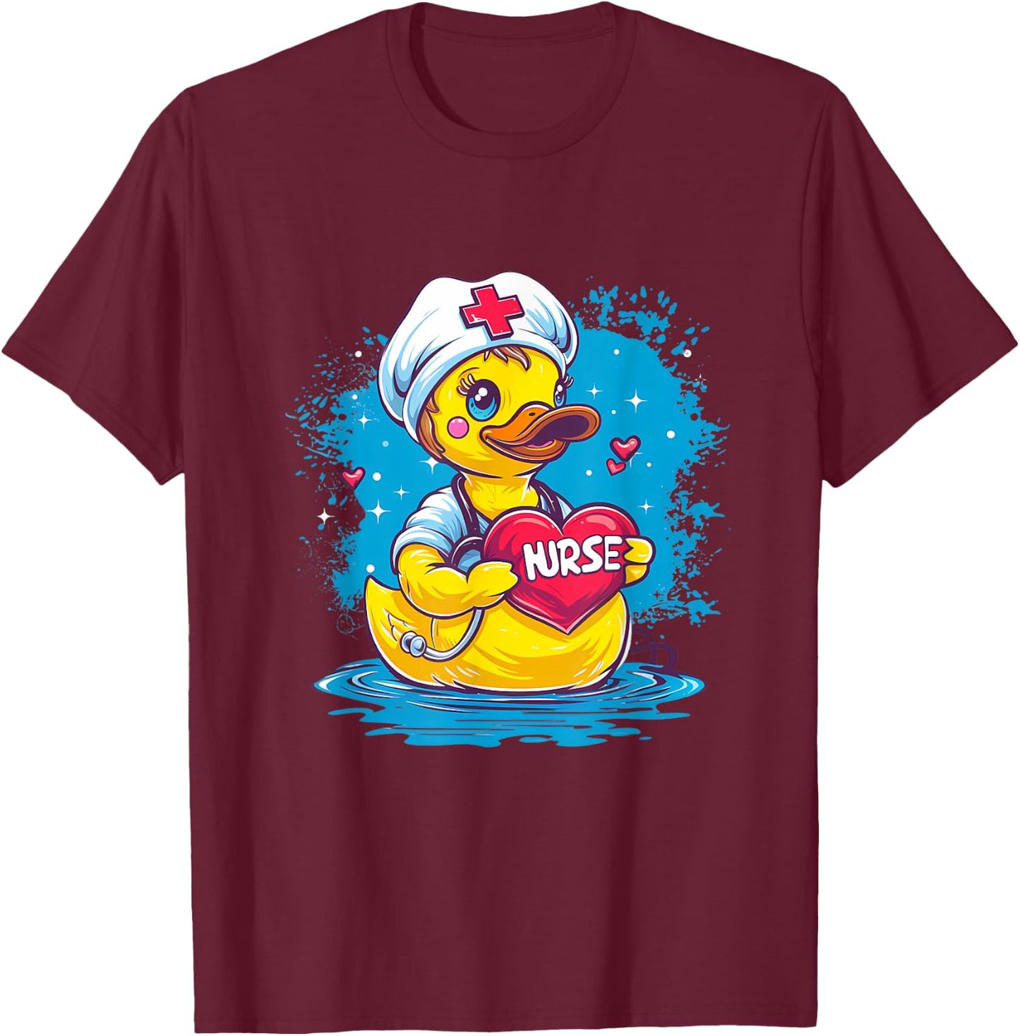Rubber Duck Nurse Rubber Duckling Nursing School Stethoscope T-Shirt - T-Shirt | Maroon