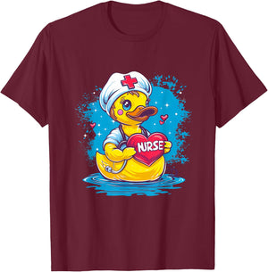 Rubber Duck Nurse Rubber Duckling Nursing School Stethoscope T-Shirt - T-Shirt | Maroon