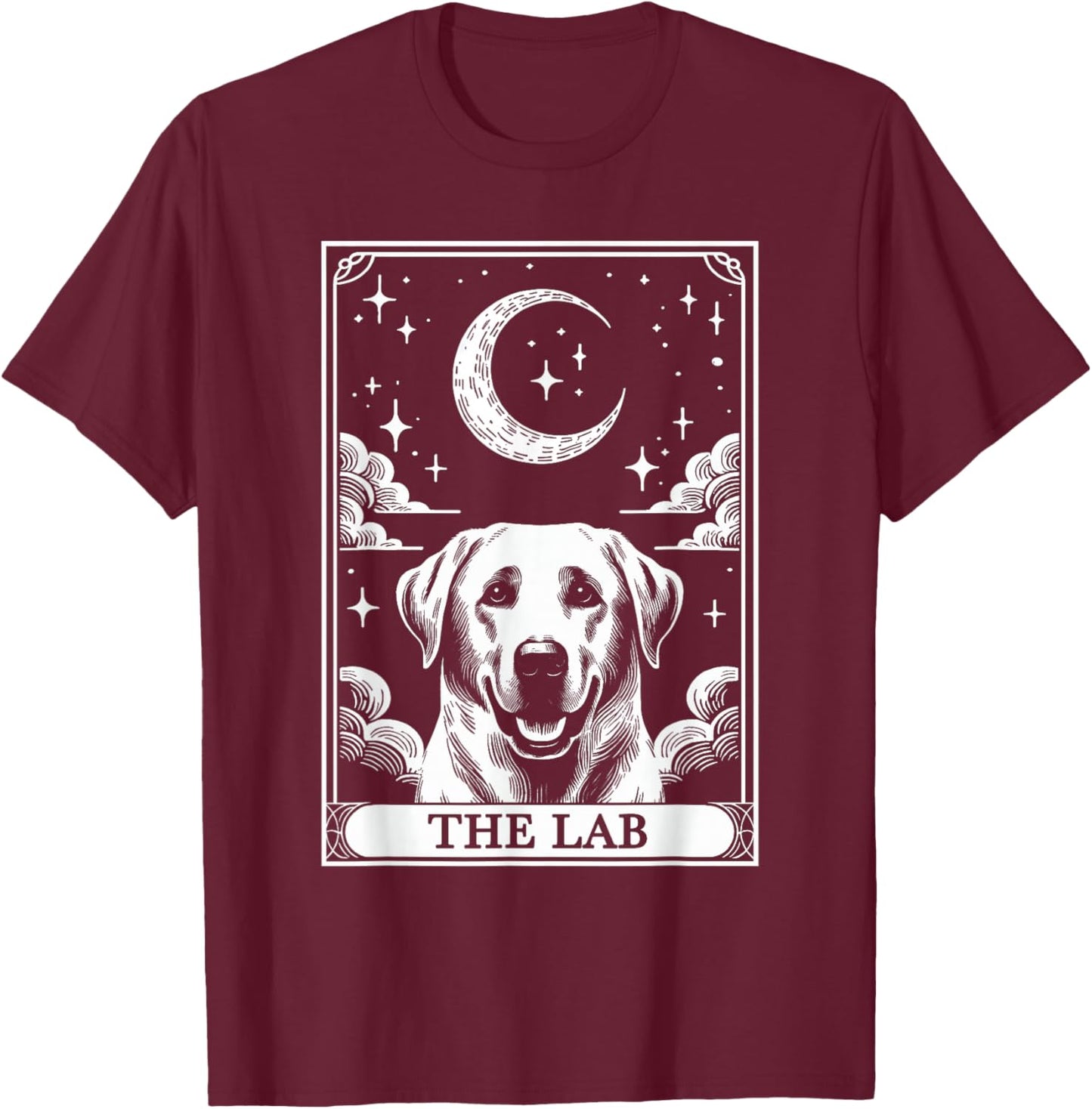 Tarot Card Vintage Crescent Moon Labrador Retriever Dog Mom T-Shirt - T-Shirt | Maroon
