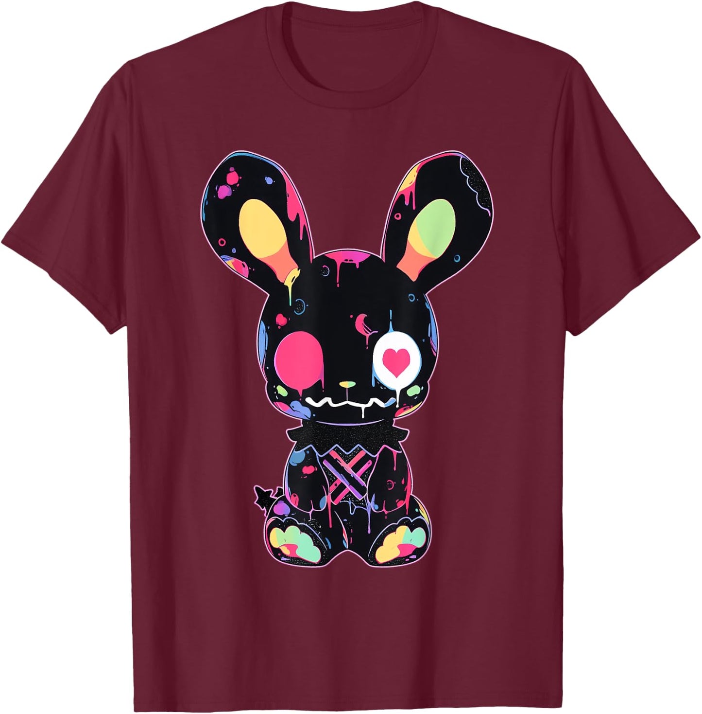Goth Bunny Kawaii Rabbit Cute Gothic Outfit E-Girl Grunge T-Shirt - T-Shirt | Maroon