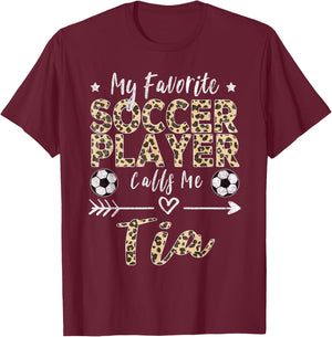 My Favorite Soccer Player Calls Me Tia Spanish Portuguese T-Shirt - T-Shirt | Maroon