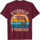 Ofishally 3 Year Old Shirt 3rd Birthday Vintage Fishing T-Shirt - T-Shirt | Maroon