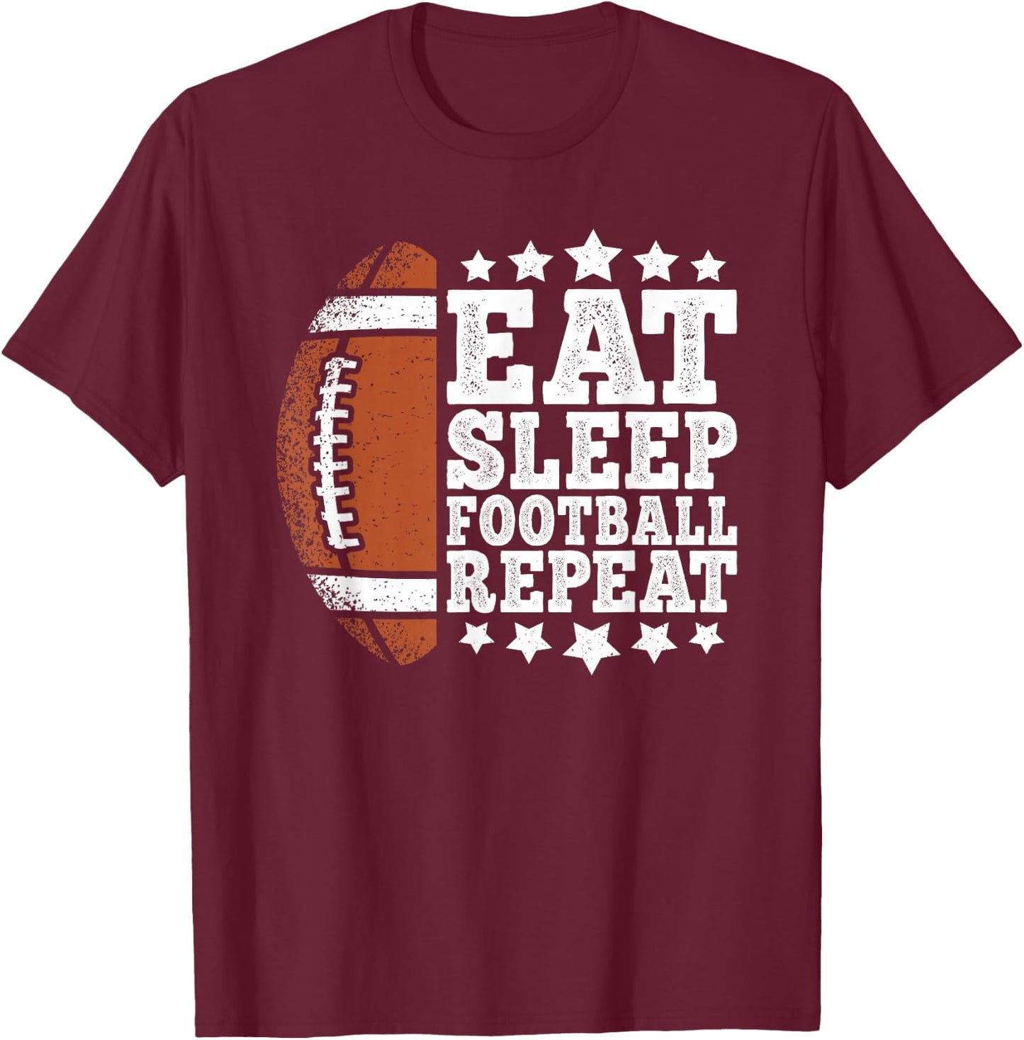 Eat Sleep Football Repeat American Football Men Boys Kids T-Shirt - T-Shirt | Maroon