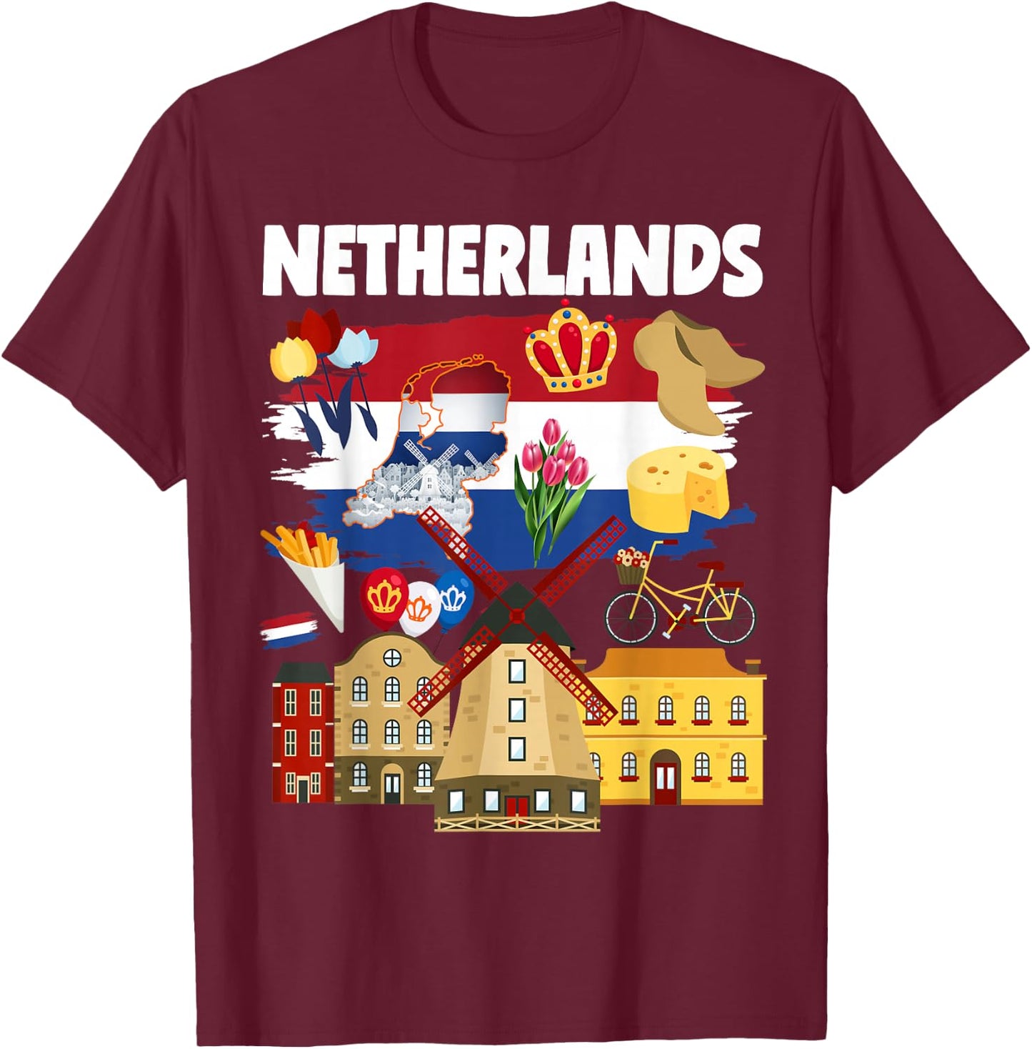 Netherlands Flag Outfit Idea for Kids & Holland Dutch Flag T-Shirt - T-Shirt | Maroon