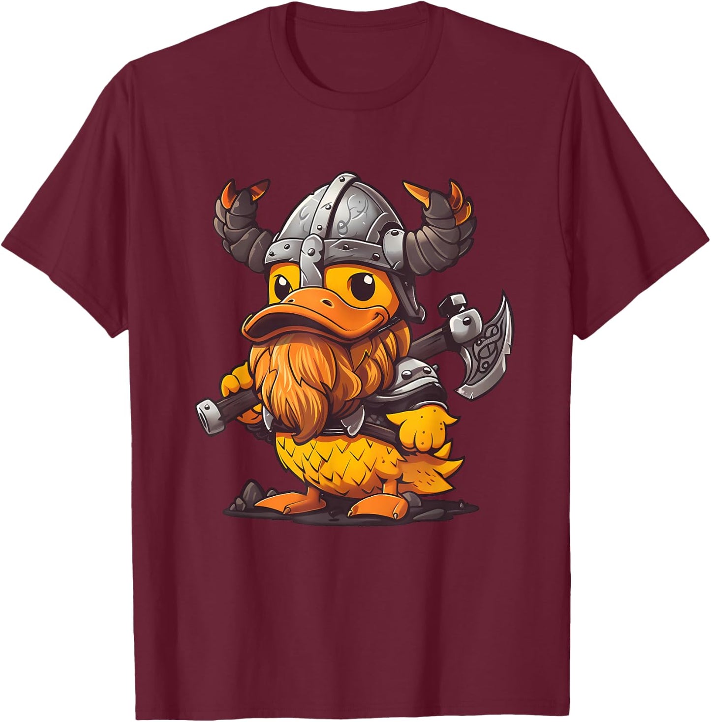 Rubber Duck Viking Duck Rubber Duckling Viking Helmet T-Shirt - T-Shirt | Maroon