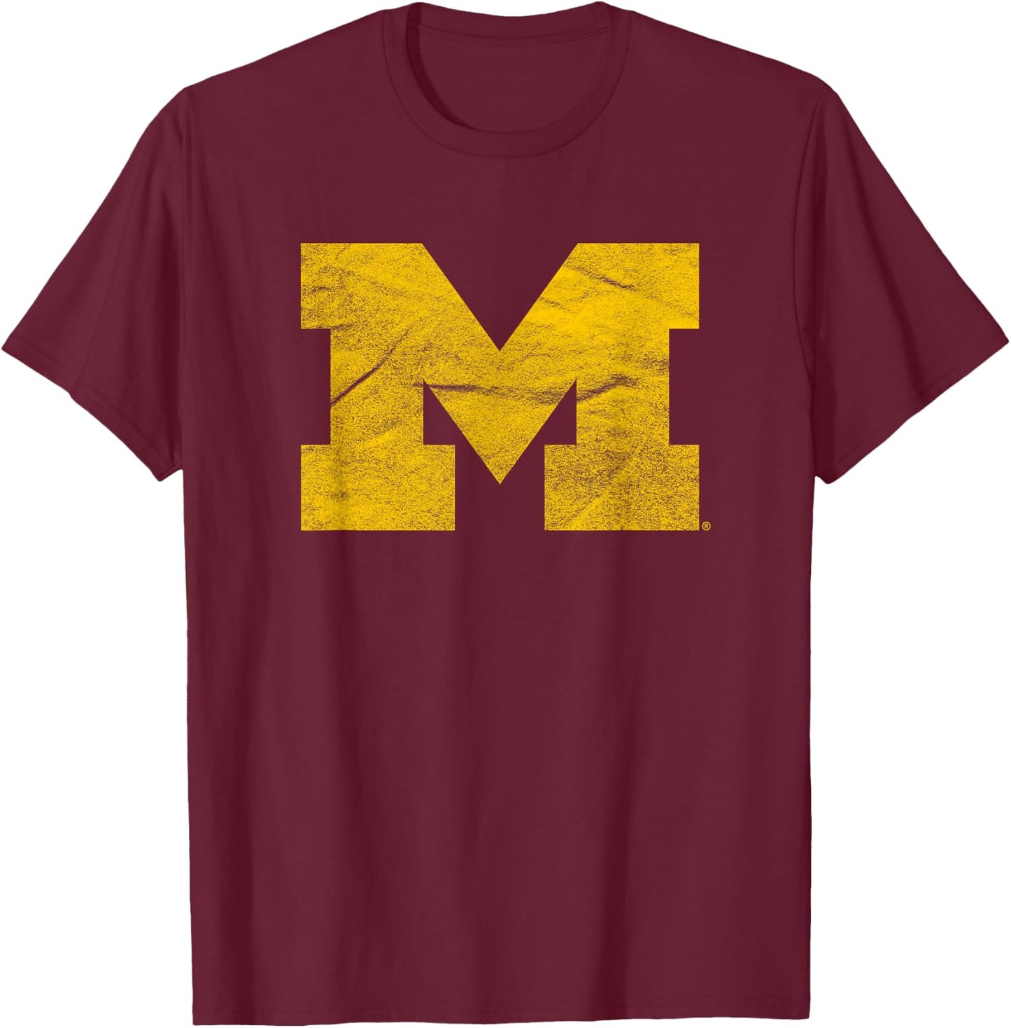 University of Michigan Wolverines U of M Distressed Primary T-Shirt - T-Shirt | Maroon
