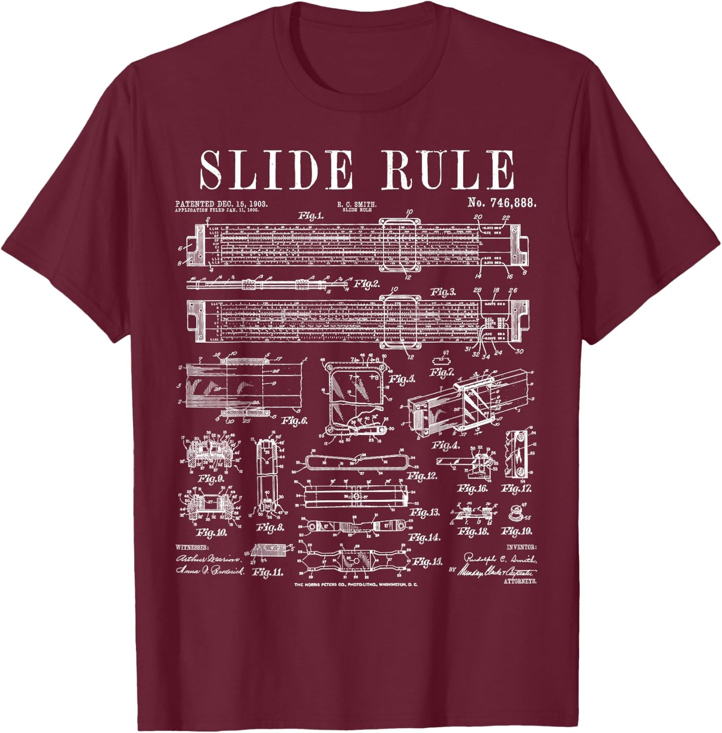 Slide Rule Engineer Engineering Student Funny Vintage Patent T-Shirt - T-Shirt | Maroon