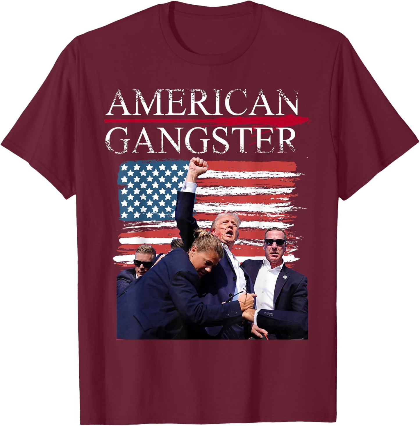 American Trump Gangster T-Shirt - T-Shirt | Maroon