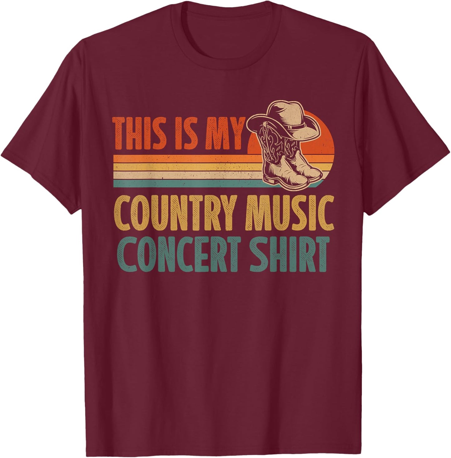 Vintage This Is My Country Music Concert Shirt Cowboy Hat T-Shirt - T-Shirt | Maroon