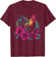 Chicken Hawaiian Flowers Rooster Kauai Hawaii Vintage T-Shirt - T-Shirt | Maroon