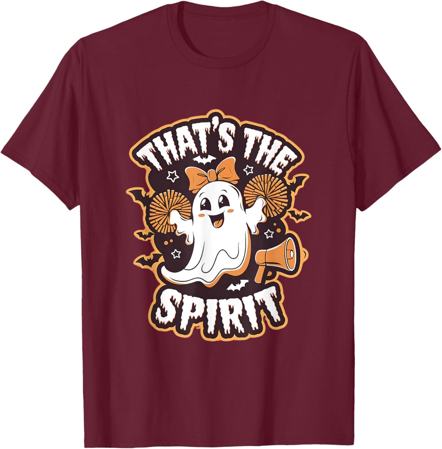 Spooky Cheerleader Ghost Halloween Costume Cheer Mom Spirit T-Shirt - T-Shirt | Maroon