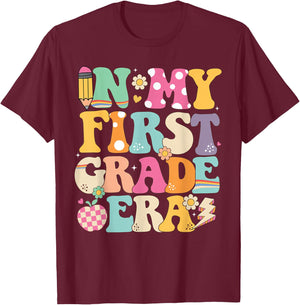In My First Grade Era Girl Back To School 1st Grade Teacher T-Shirt - T-Shirt | Maroon
