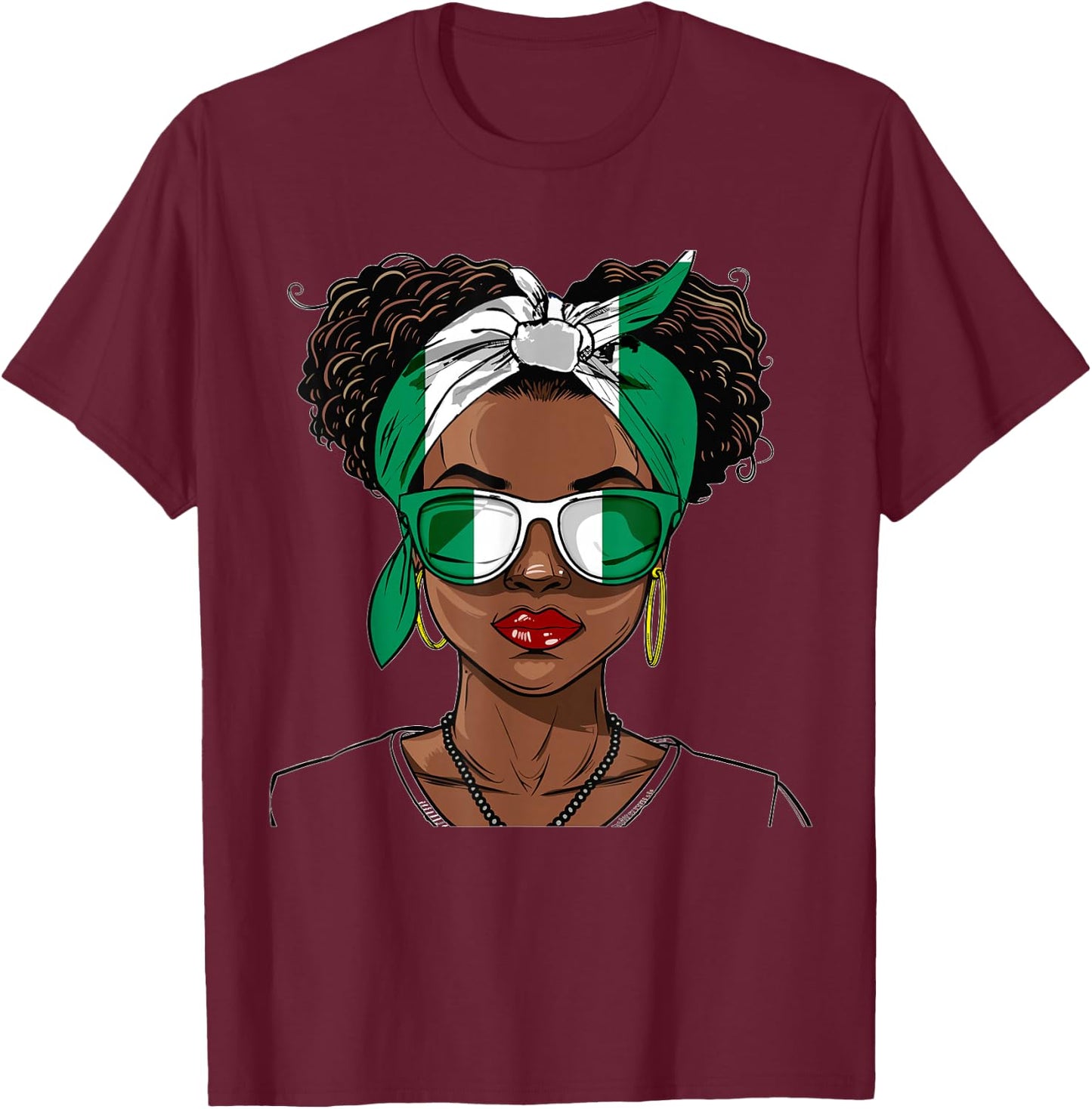 Nigeria Flag Outfit for Woman Uniform Souvenirs Nigerian T-Shirt - T-Shirt | Maroon