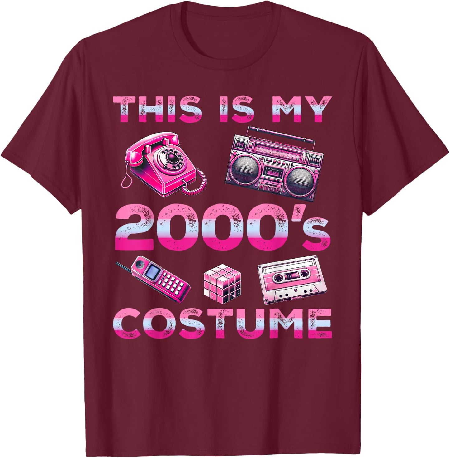 This Is My 2000s Costume 2000's style 2000s Retro Party T-Shirt - T-Shirt | Maroon