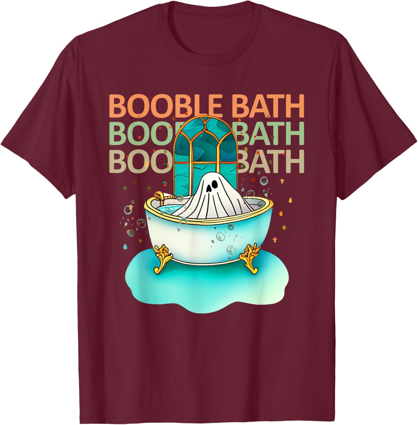 Ghost Bathtub Simple Halloween Costumes Cute Booble Bath Pun T-Shirt - T-Shirt | Maroon