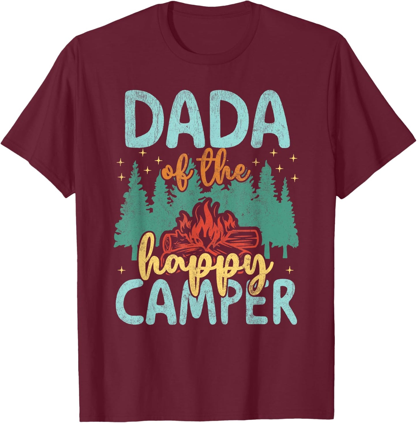 Dada of Happy Camper 1st Birthday Party Retro Dada T-Shirt - T-Shirt | Maroon