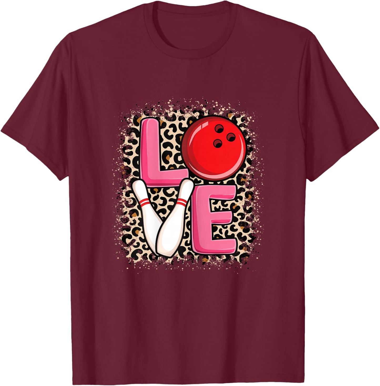 Love Bowling Cute Women Girls Bowler T-Shirt - T-Shirt | Maroon