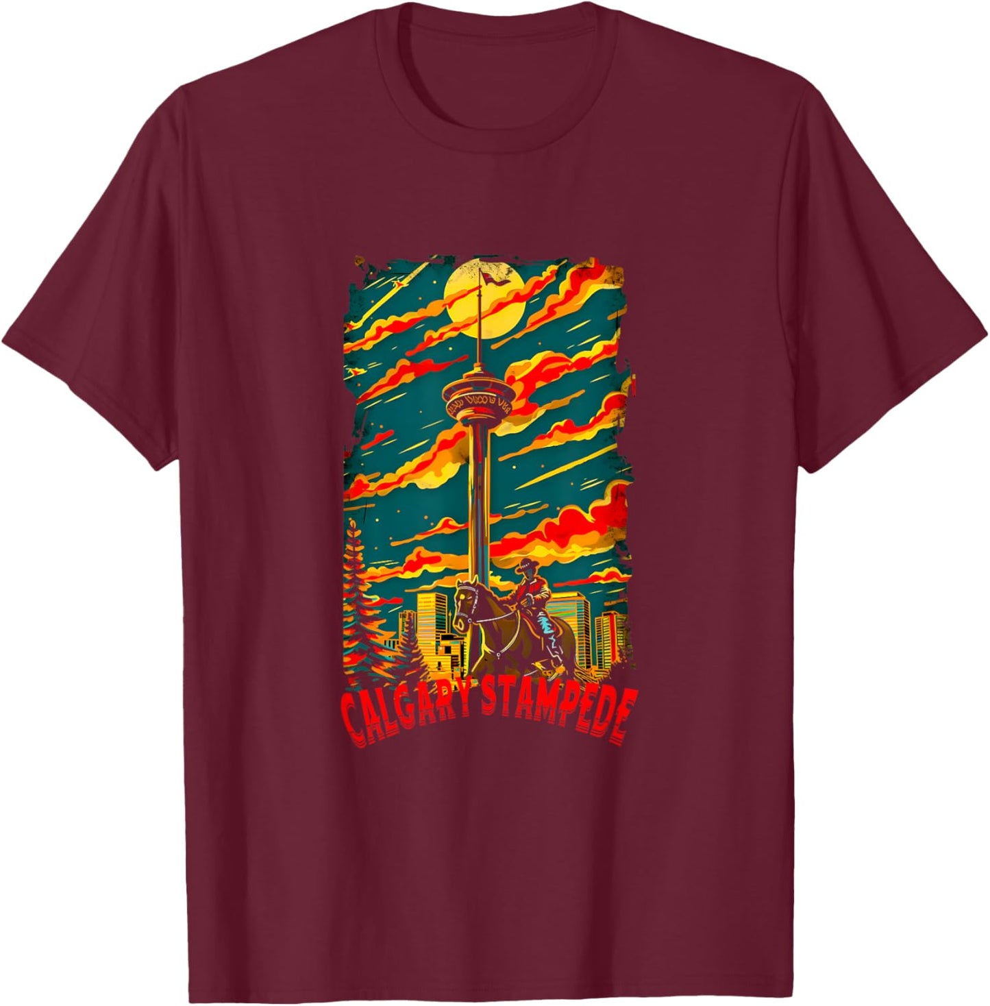 Calgary Stampede Old School Style T-Shirt - T-Shirt | Maroon