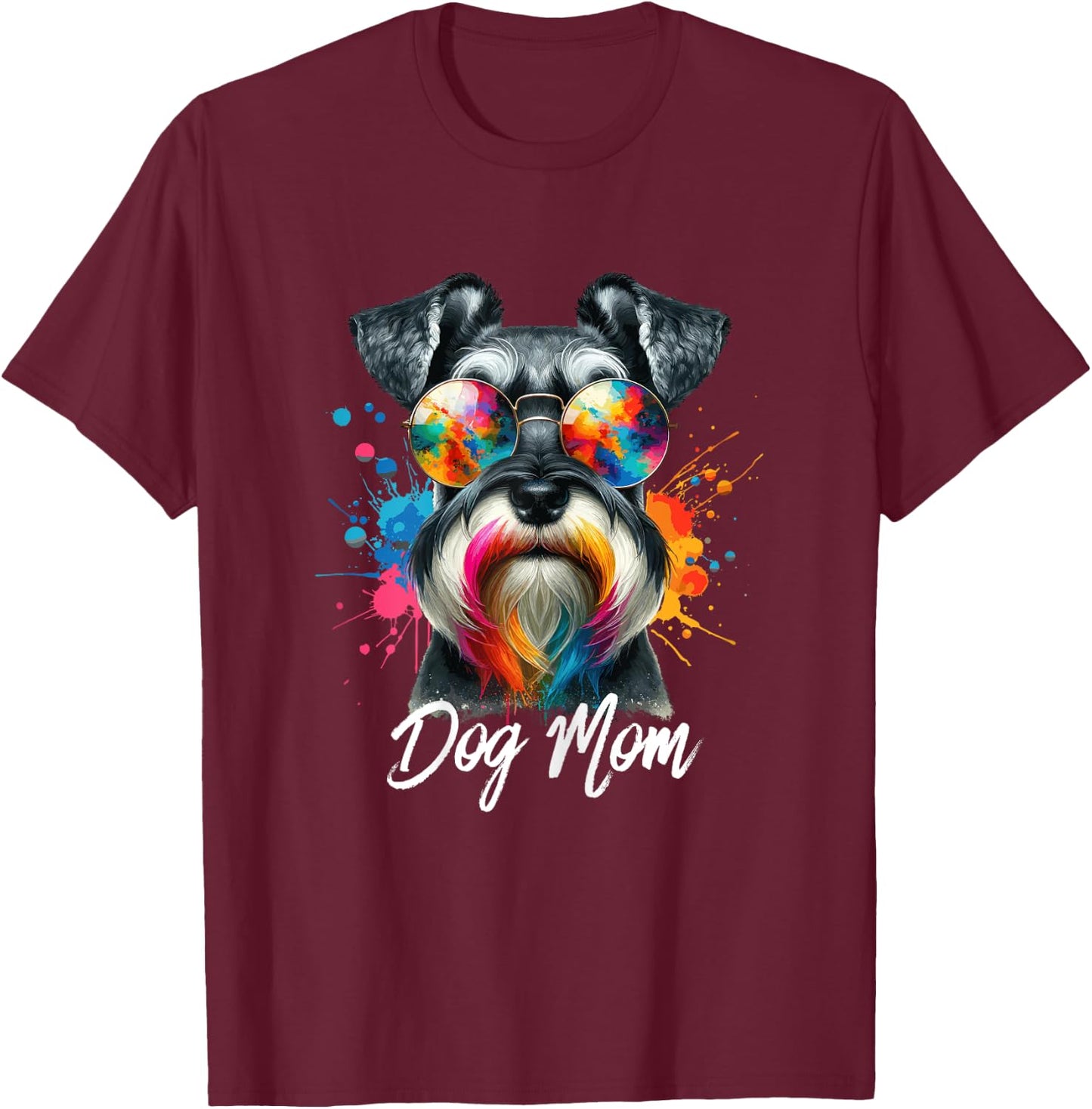 Miniature Schnauzer Owners Dog Mom or Dog lovers Dog pop art T-Shirt - T-Shirt | Maroon