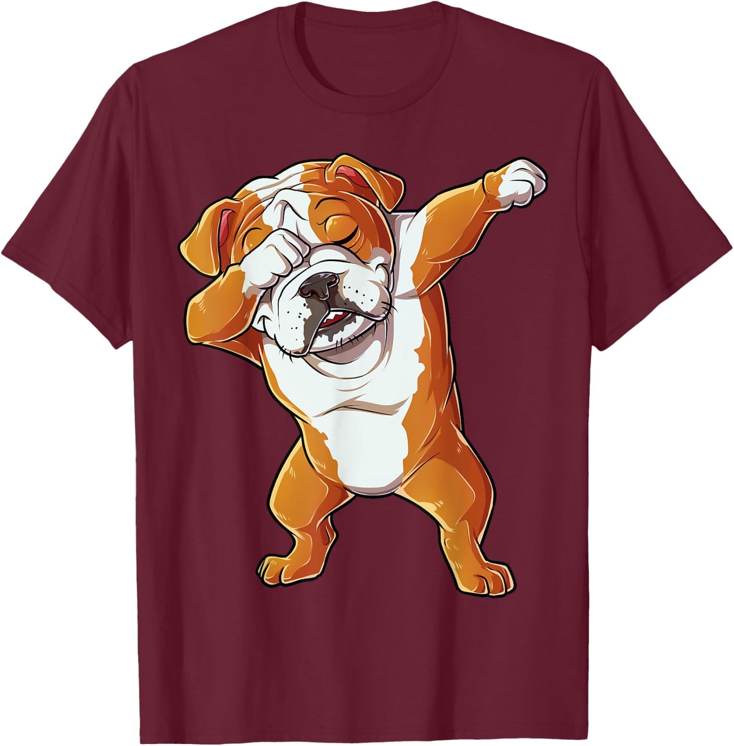 Dabbing English Bulldog Boys Dab Dance Puppy Lover T-Shirt - T-Shirt | Maroon