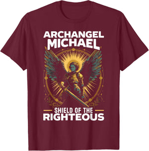 Archangel Michael Catholic Christianity Guardian Angel T-Shirt - T-Shirt | Maroon