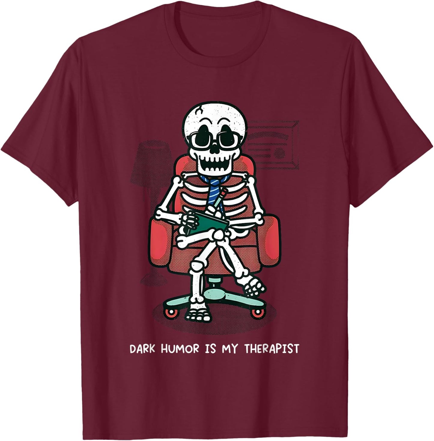 Dark Humor Is My Therapist T-Shirt - T-Shirt | Maroon