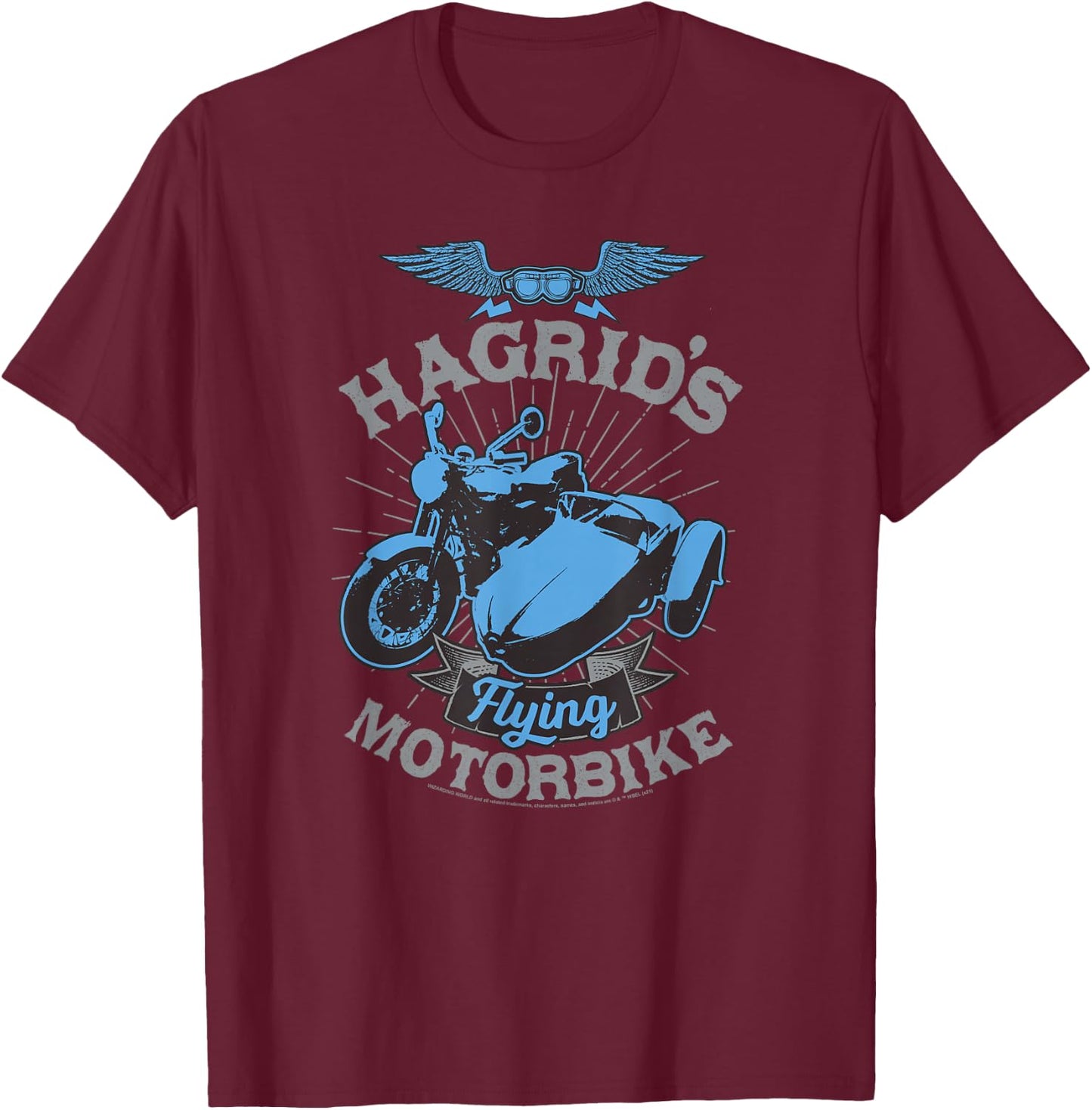 Popfunk Harry Potter Hagrid's Flying Motorbike -Adults Black Small Short Sleeve T-Shirt - T-Shirt | Maroon