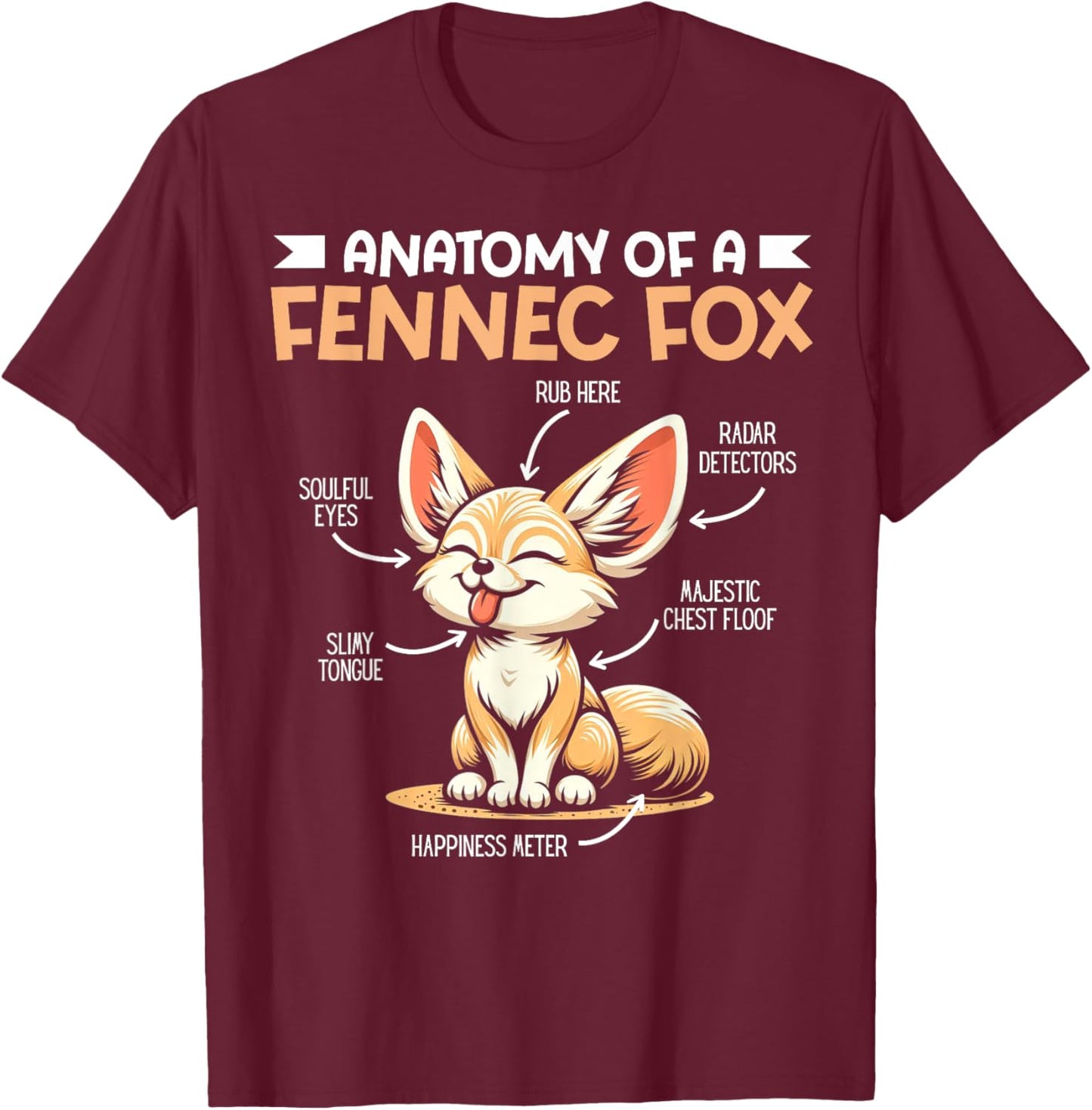 Anatomy Of A Fennec Fox Lover Fennec Fox Art Wild Animals T-Shirt - T-Shirt | Maroon