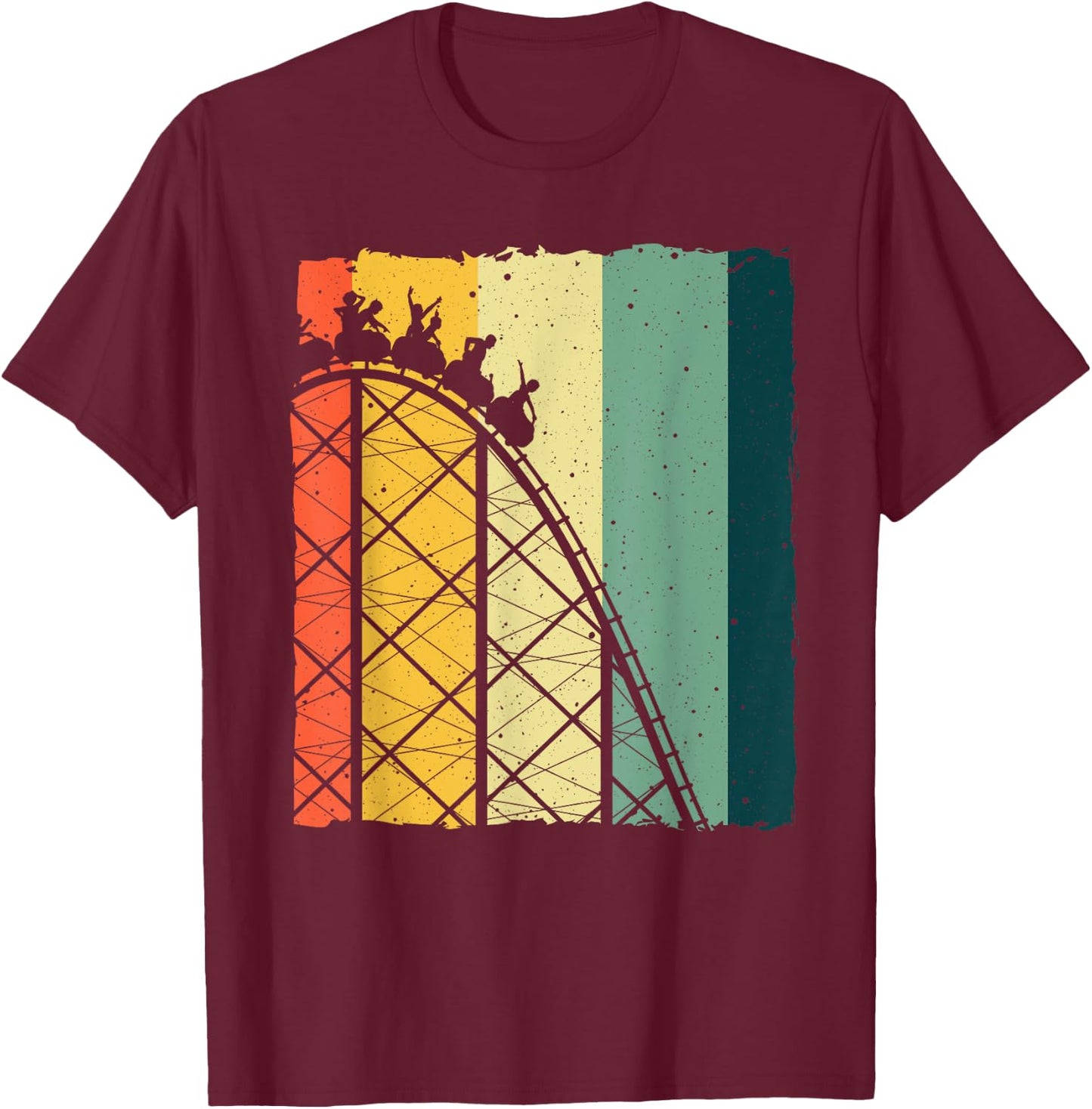Vintage Roller Coaster Design Women Roller Coaster T-Shirt - T-Shirt | Maroon